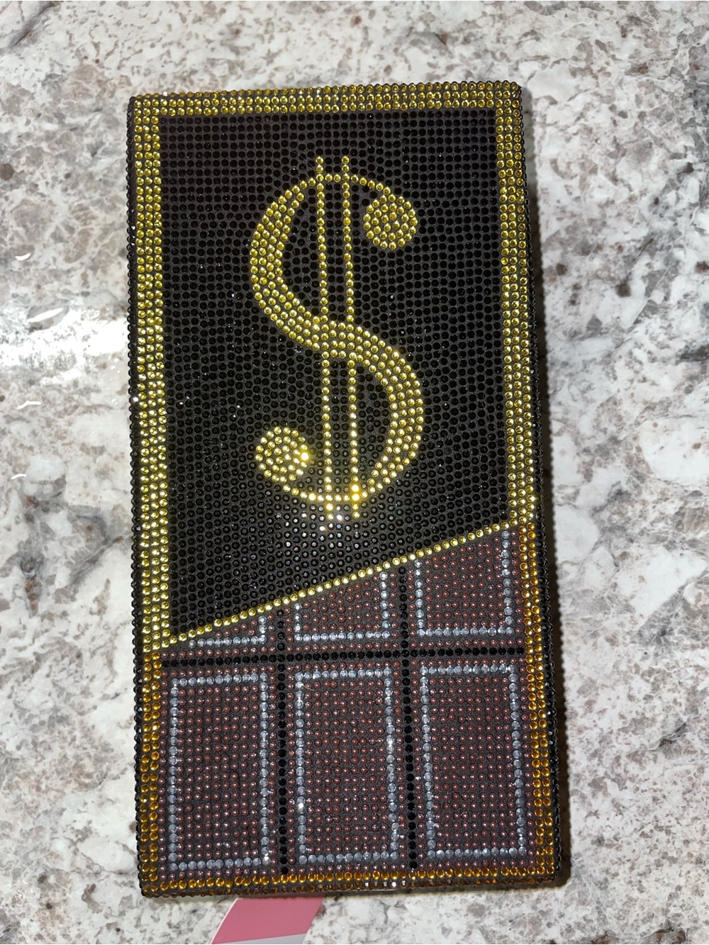 Sparkling bling Dollar Sign clutch - Gold and Black NEW